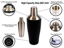 Load image into Gallery viewer, Stock Harbor Stainless Steel 30 Ounce (887 Milliliter) Double Wall Cocktail Shaker Vacuum Insulated Tumbler and Shaker Top; Powder Coated Black