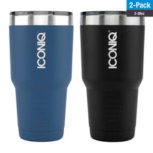 Load image into Gallery viewer, Dual Pack ICONIQ Stainless Steel Vacuum Insulated Tumbler (30 oz Black + 30 oz Blue)