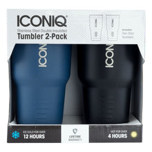 Load image into Gallery viewer, Dual Pack ICONIQ Stainless Steel Vacuum Insulated Tumbler (30 oz Black + 30 oz Blue)
