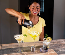 Load image into Gallery viewer, Stock Harbor Stainless Steel 30 Ounce (887 Milliliter) Double Wall Cocktail Shaker Vacuum Insulated Tumbler and Shaker Top; Powder Coated Black