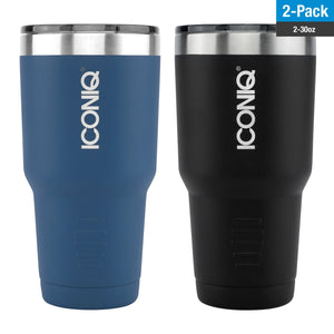 Dual Pack ICONIQ Stainless Steel Vacuum Insulated Tumbler (30 oz Black + 30 oz Blue)