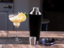 Load image into Gallery viewer, Stock Harbor Stainless Steel 30 Ounce (887 Milliliter) Double Wall Cocktail Shaker Vacuum Insulated Tumbler and Shaker Top; Powder Coated Black
